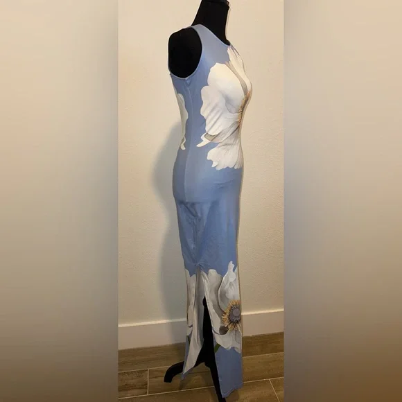 SHEIN Blue Floral Summer Spring Midi Dress - Picture 3 of 8